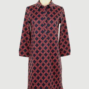 Vineyard Vines red and navy blue lattice print dress